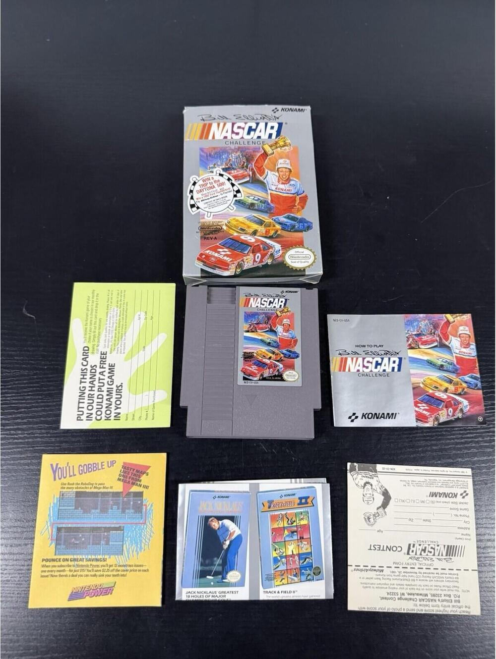 Bill Elliott’s NASCAR Challenge NES CIB Complete Box Manual Inserts Nintendo